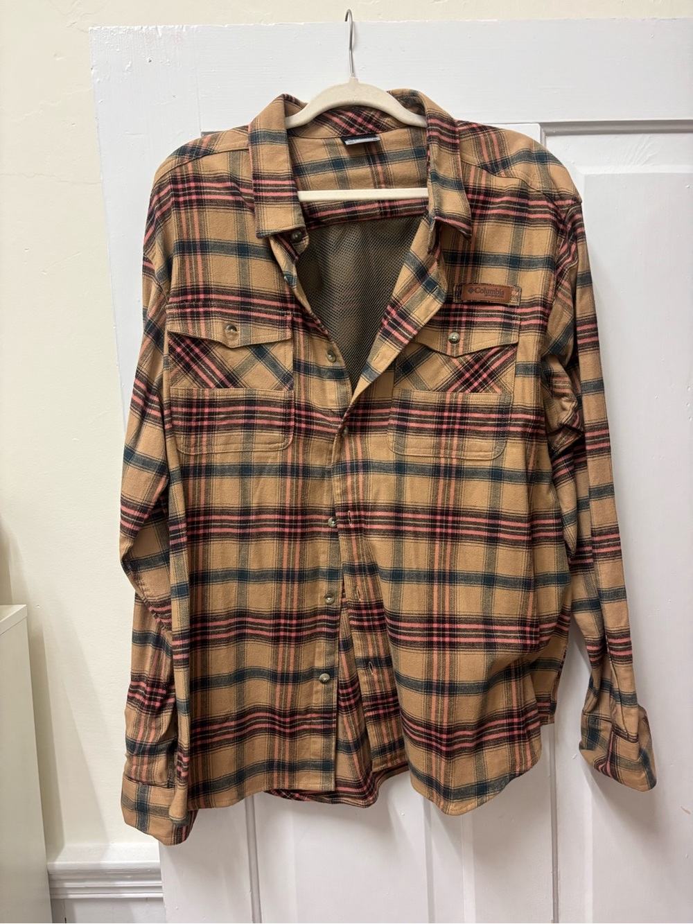 Columbia Men's Tan Plaid Flannel Shirt